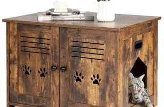 costway maison de toilette pour chats en bois mdf style rustique industriel