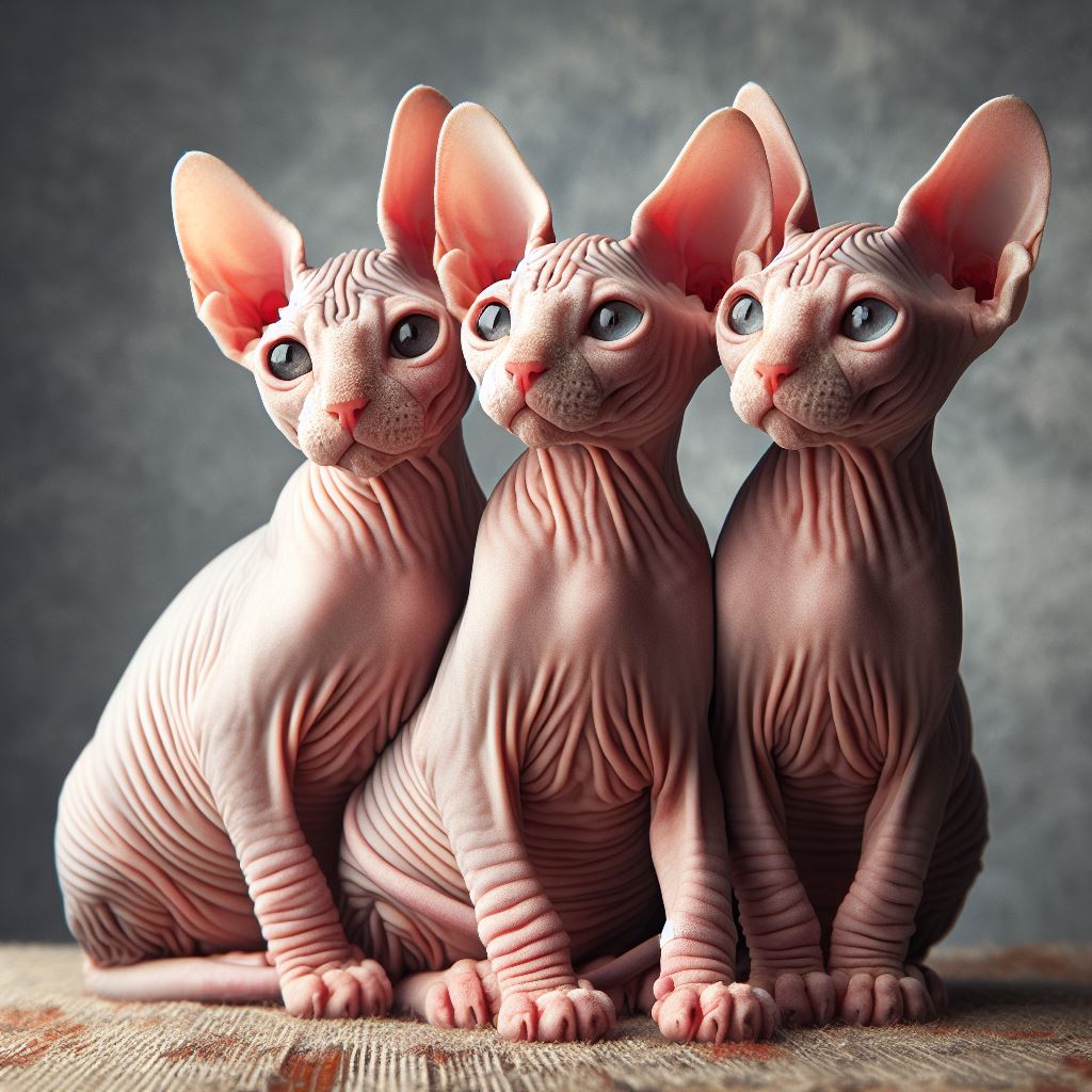3 petits chats sans poils