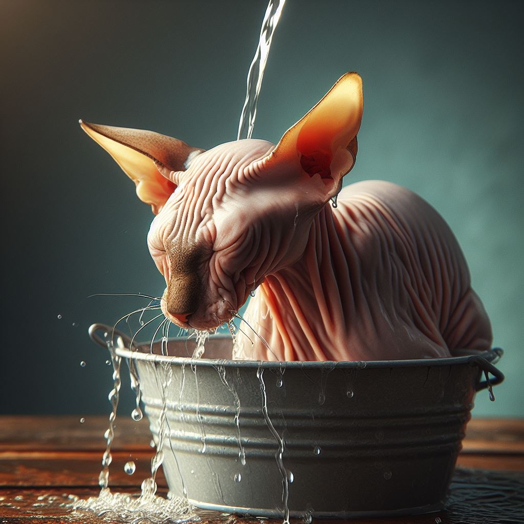 chat prend son bain