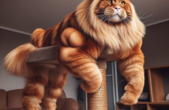 arbre à chat maine coon avec un gros chat